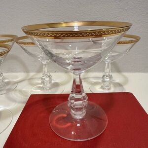 Vintage Tiffin-Franciscan Gold Encrusted Laurel Martini Glasses- Set of 5